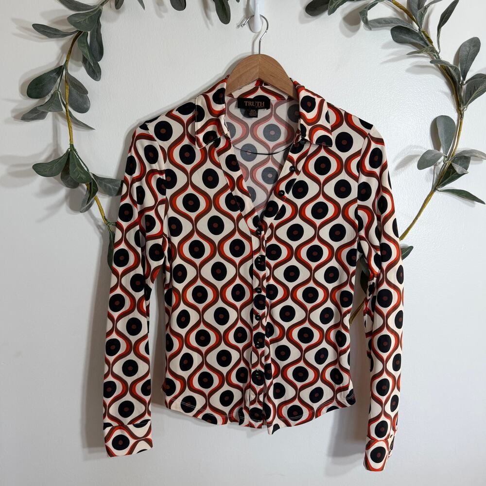 Truth Brown & Orange Patterned Blouse